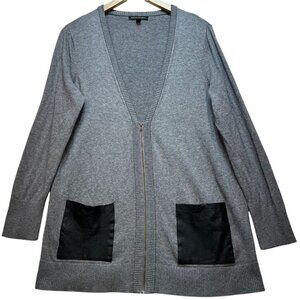 Banana Republic Women's Zip Up Cardigan Sweater Knit Long Sleeve Size L Gray